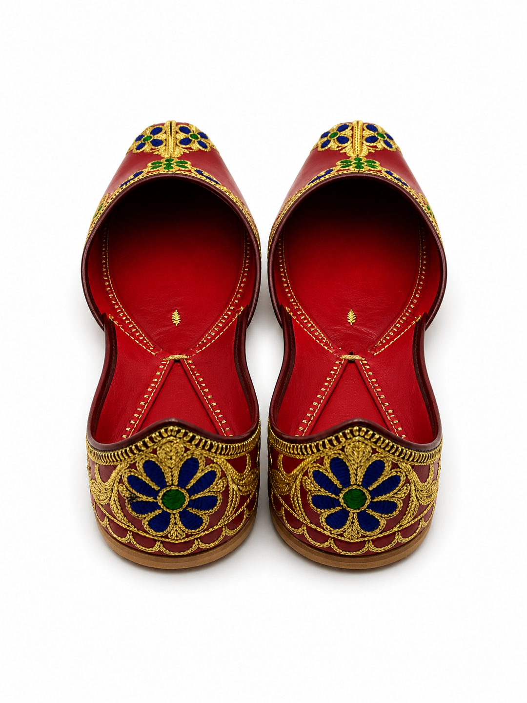 Red Daisy Medallion Jutti – Ladies Bridal Flat