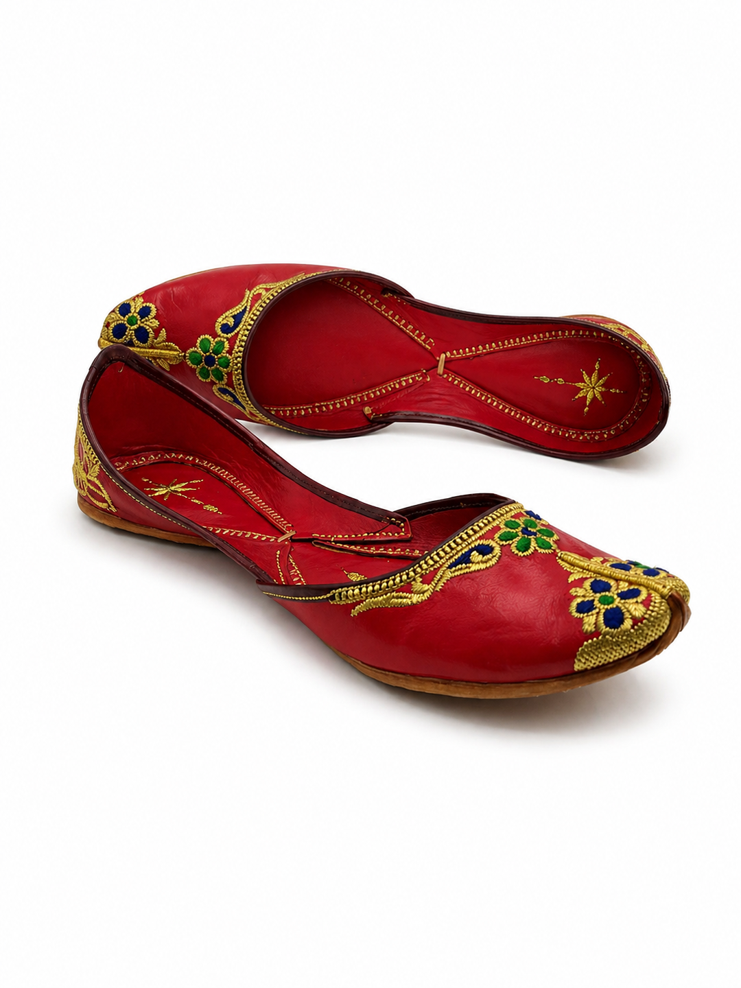 Red Daisy Medallion Jutti – Ladies Bridal Flat