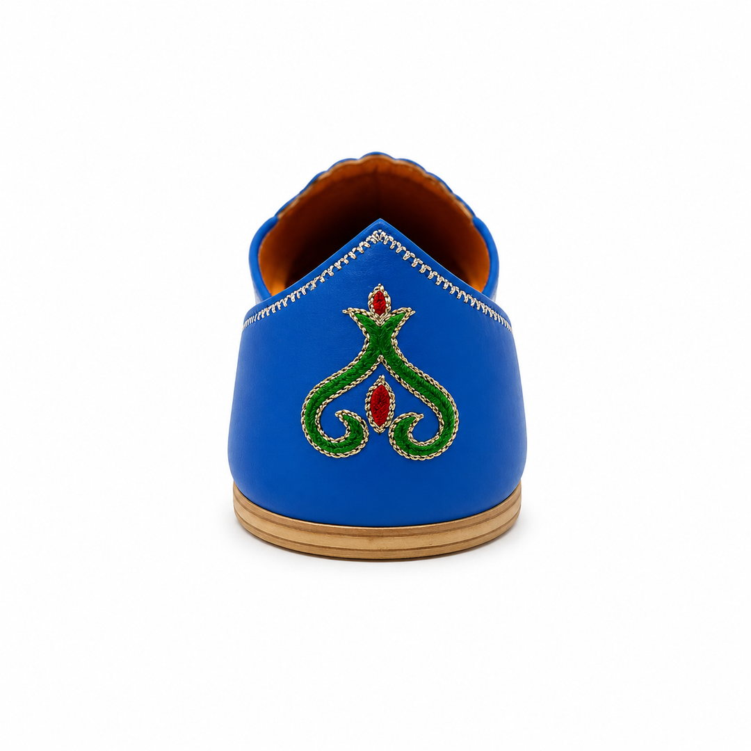Royal Blue Embroidered Khussa – Floral Heritage