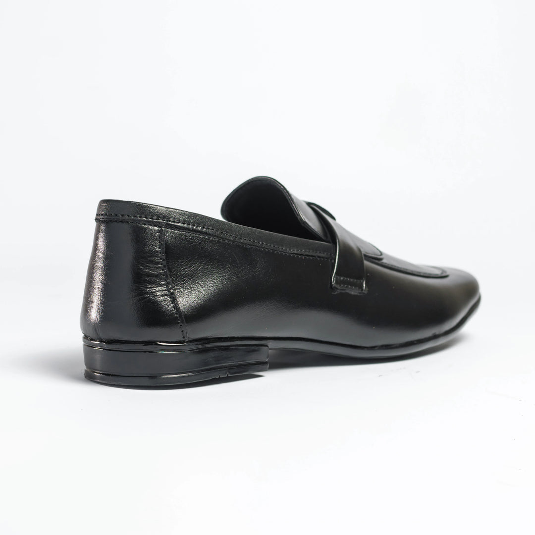 Men's Black Leather Penny Loafers