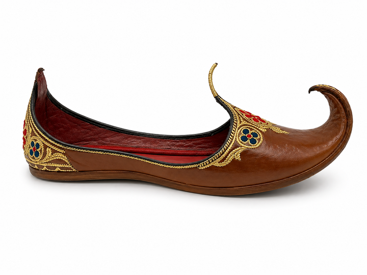 Brown Royal Mughal Khussa – Gold Zardozi Edition