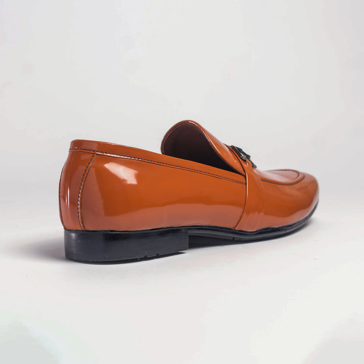 Men's Tan Patent Leather Bit Loafers