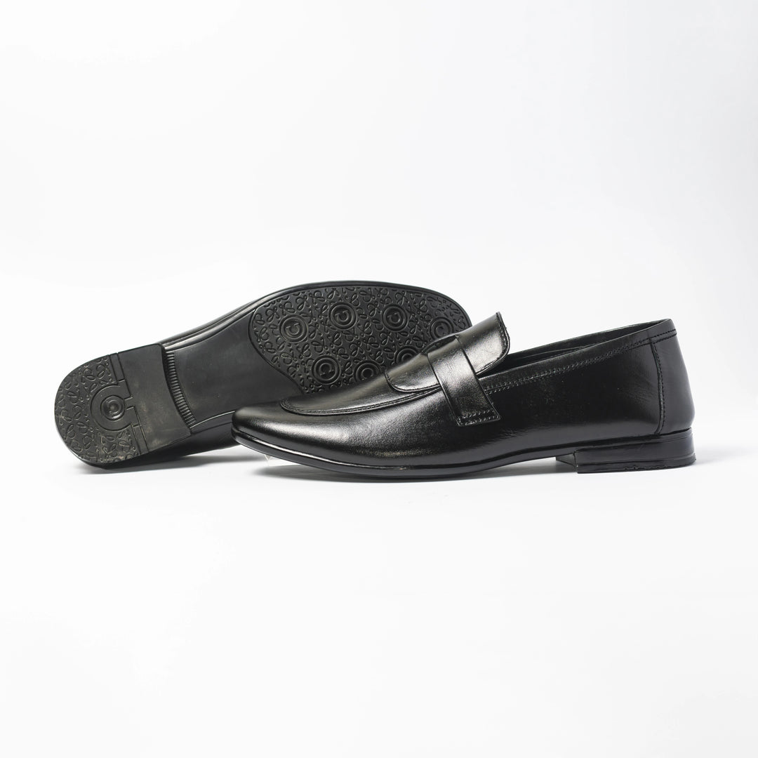 Men's Black Leather Penny Loafers
