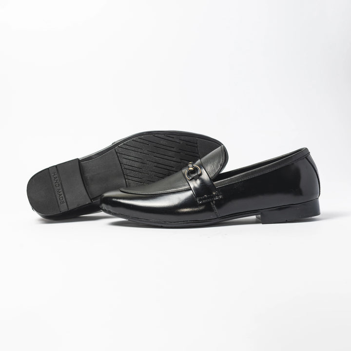 Men's Black Leather Classic Horsebit Loafers