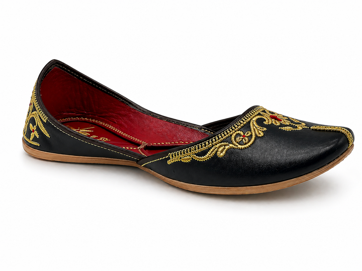 Black Gold Zardozi Khussa – Premium Handcrafted