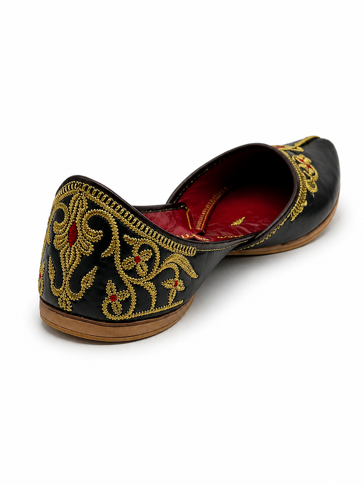 Black Gold Zardozi Khussa – Premium Handcrafted