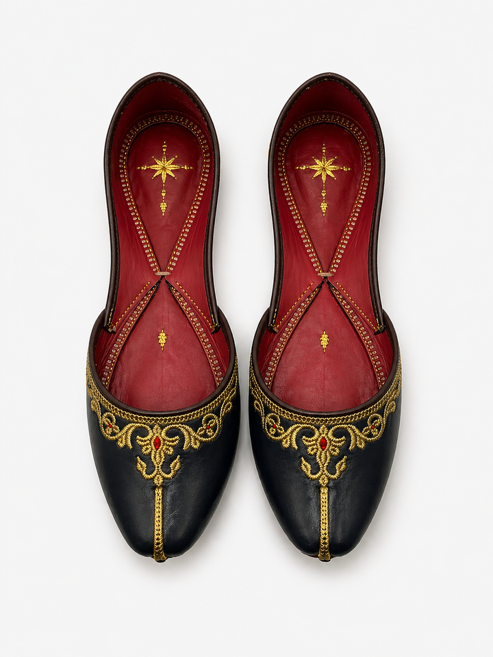 Black Gold Zardozi Khussa – Premium Handcrafted