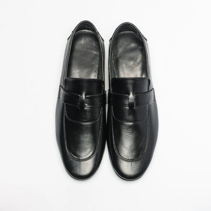 Men's Black Leather Penny Loafers