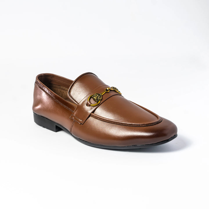 Men's Brown Leather Gold Horsebit Loafers