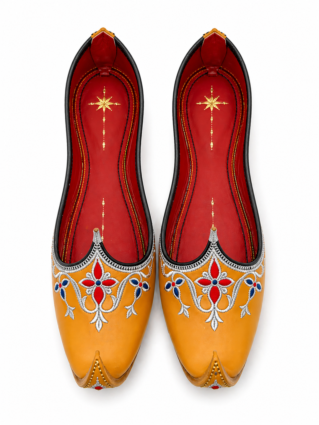 Mustard Yellow Mughal Khussa – Silver Embroidered