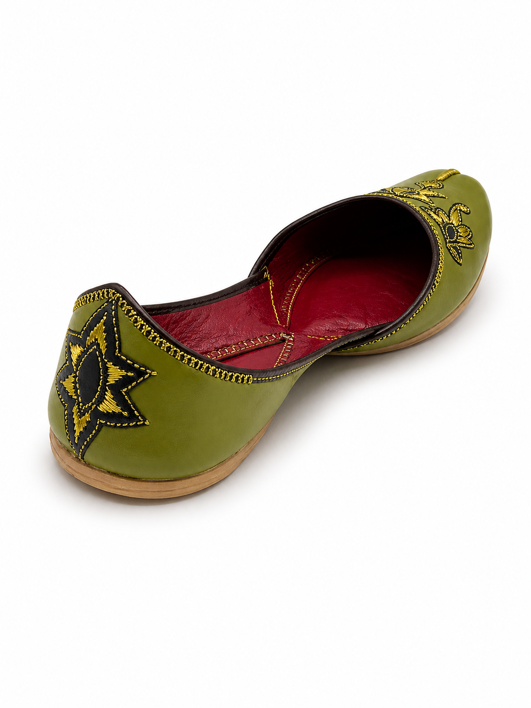 Olive Green Star Embroidered Jutti – Ladies Premium