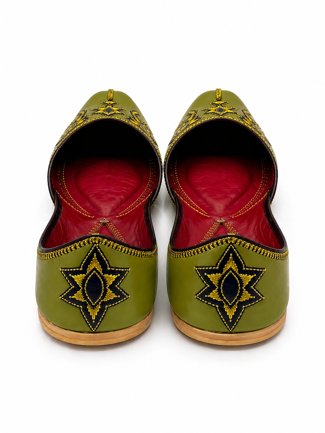 Olive Green Star Embroidered Jutti – Ladies Premium